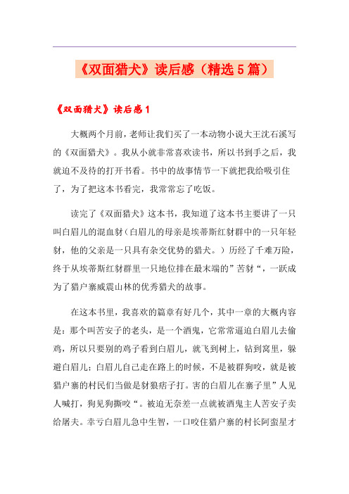 《双面猎犬》读后感(精选5篇)