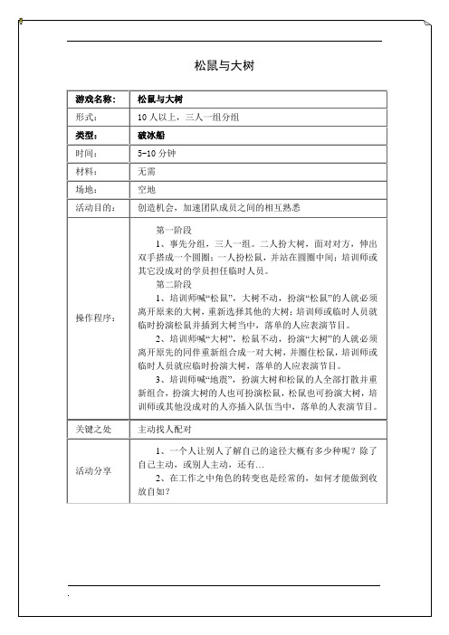 拓展培训游戏松鼠与大树