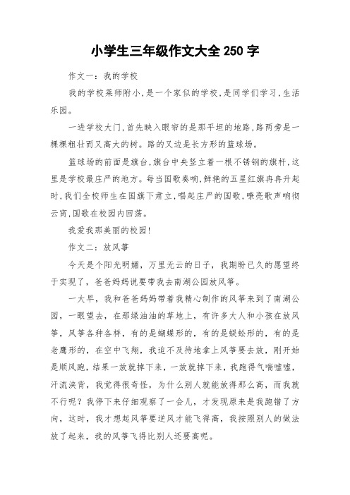 小学生三年级作文大全250字_作文