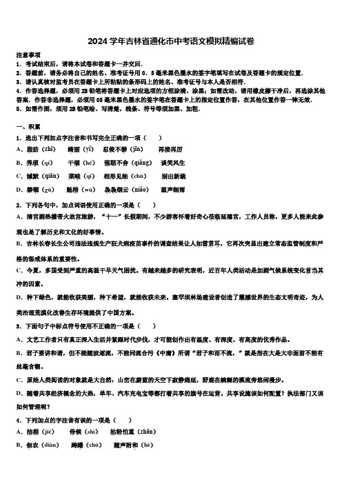 2024学年吉林省通化市中考语文模拟精编试卷含解析