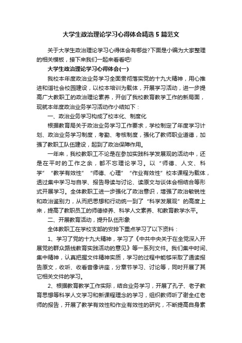 大学生政治理论学习心得体会精选5篇范文