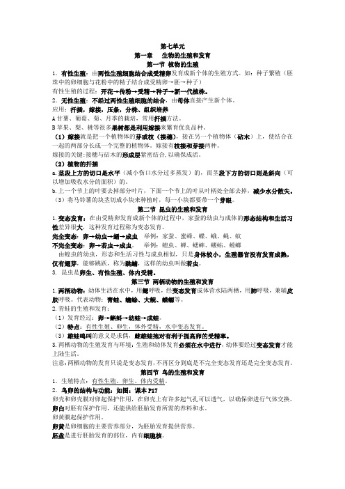 人教版八年级下册生物期中复习提纲