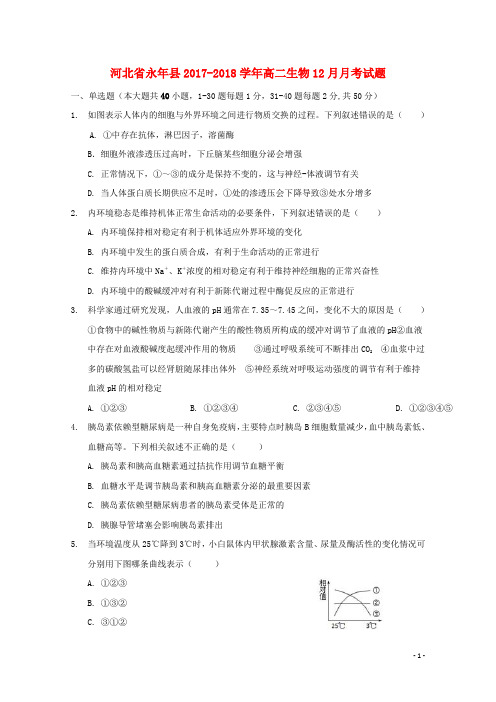 河北省永年县18学年高二生物12月月考试题18011101118