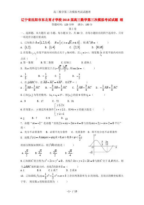高三数学第三次模拟考试试题理