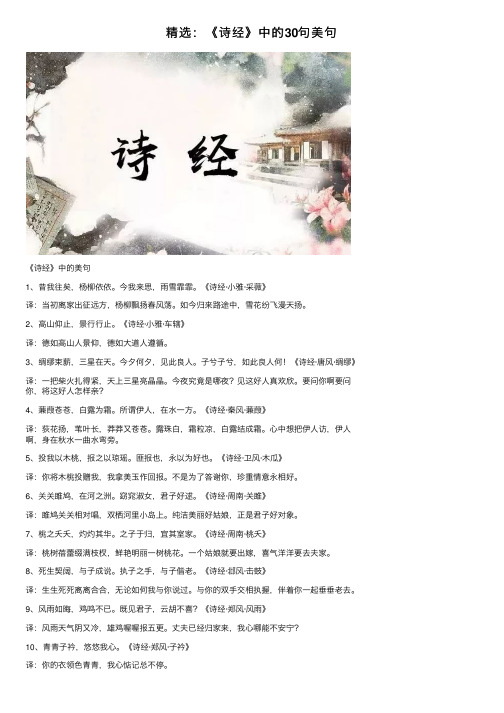 精选：《诗经》中的30句美句