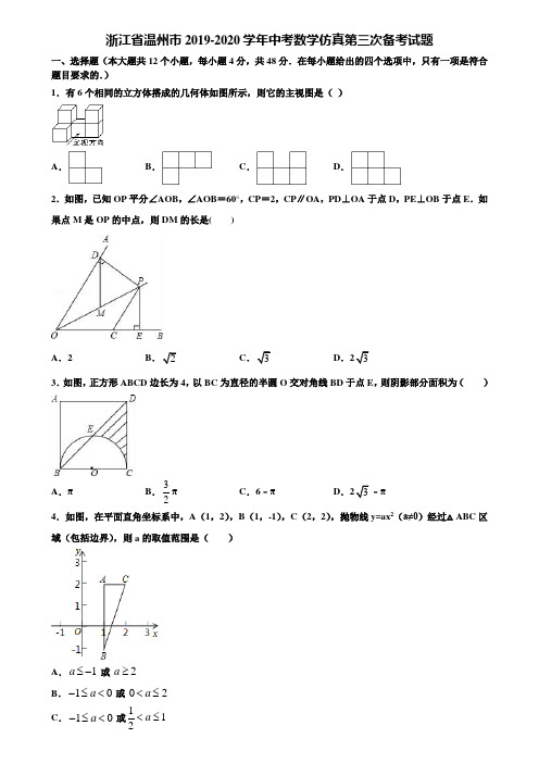 浙江省温州市2019-2020学年中考数学仿真第三次备考试题含解析