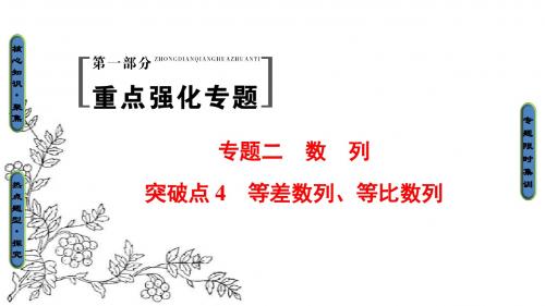 2017年高考数学(理科山东专版)二轮专题复习与策略课件：第1部分 专题2 突破点4 等差数列、等比数列