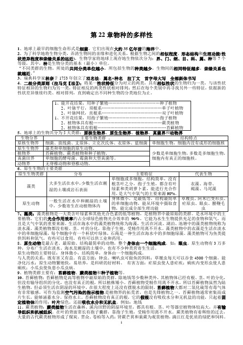 八年级生物(下)22章复习要点