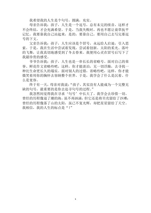 最新人生的标点作文