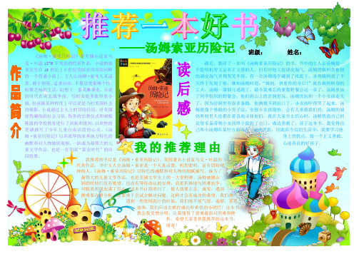 汤姆索亚历险记读书读后感好书推荐小报   寒暑假期读书小报  A4横排
