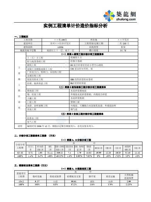 实例工程清单计价造价指标分析_secret