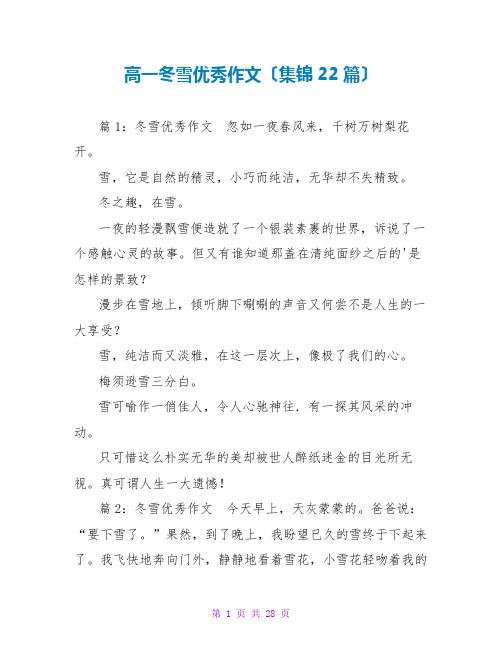 高一冬雪优秀作文(集锦22篇)