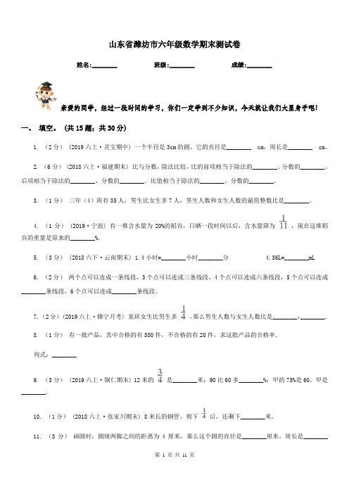 山东省潍坊市六年级数学期末测试卷