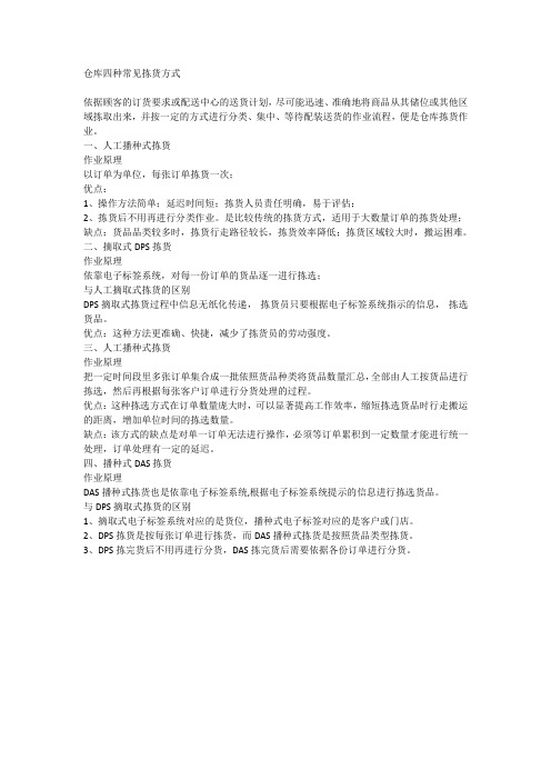仓库四种常见拣货方式