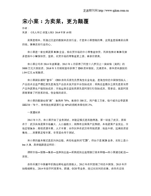 宋小菜：为卖菜,更为颠覆