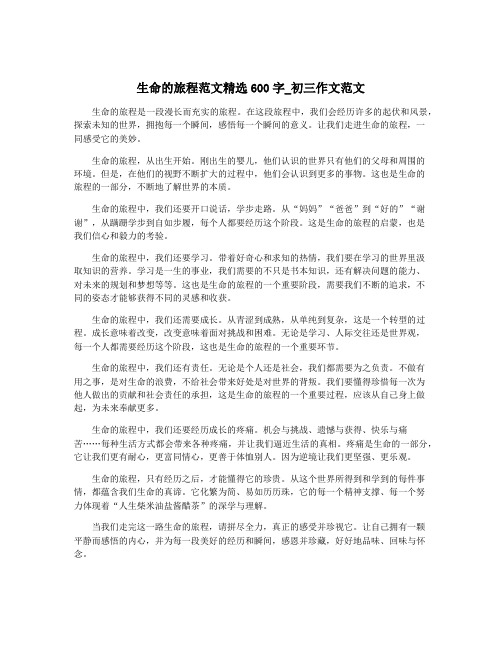 生命的旅程范文精选600字_初三作文范文