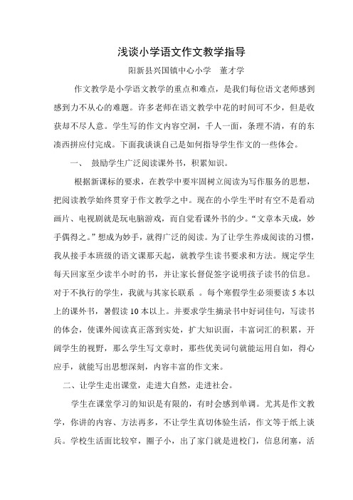 浅谈小学语文作文教学指导