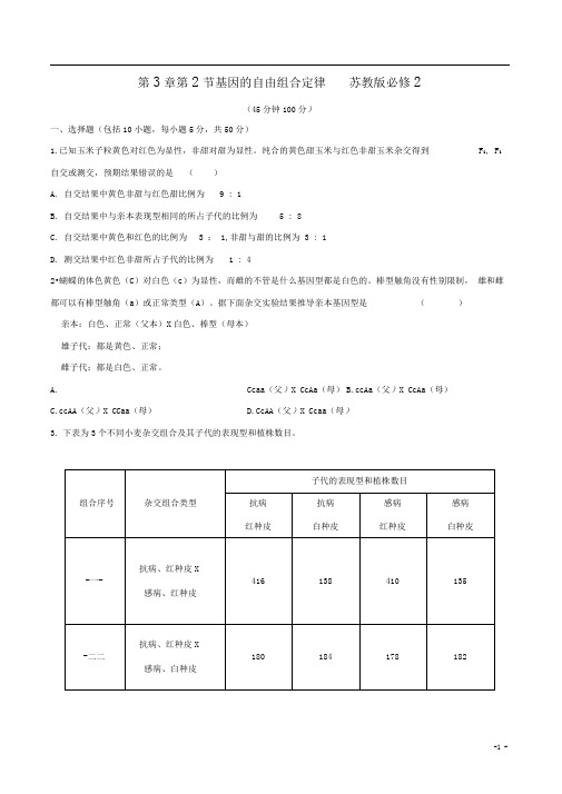 苏教版必修二基因的自由组合定律作业