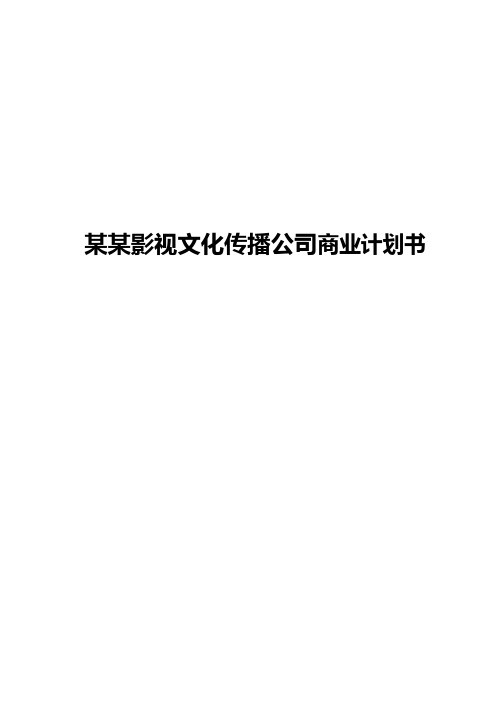 XX影视文化公司成立项目创业商业计划书