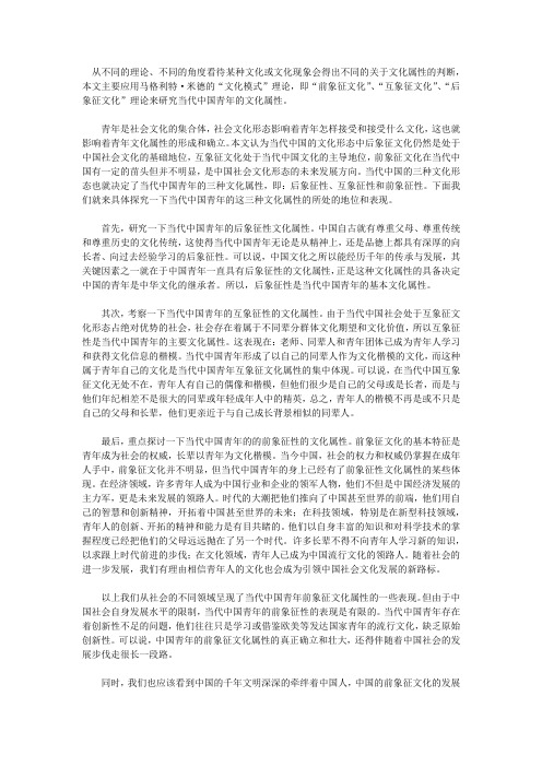 肖临骏：当代青年的文化属性初探