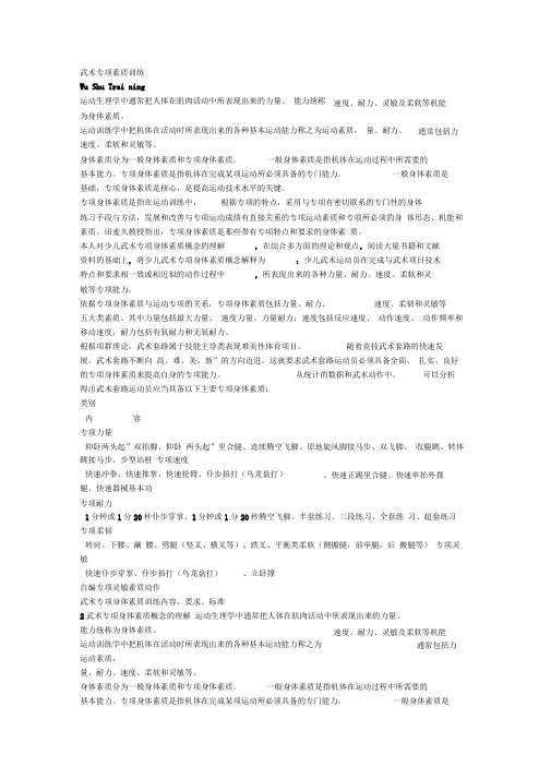 武术专项素质训练资料