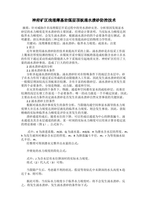 神府矿区浅埋薄基岩煤层顶板涌水溃砂防控技术