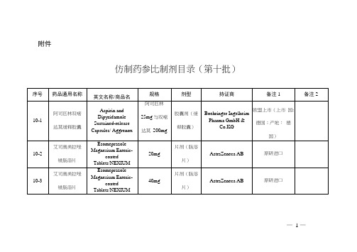 参比制剂第十批