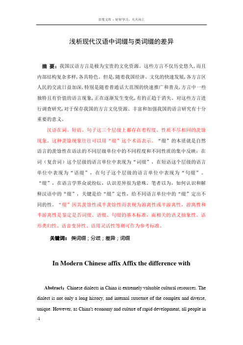 浅析现代汉语中词缀与类词缀的差异