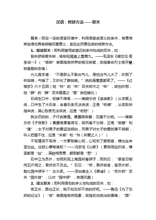 汉语：修辞方法——双关