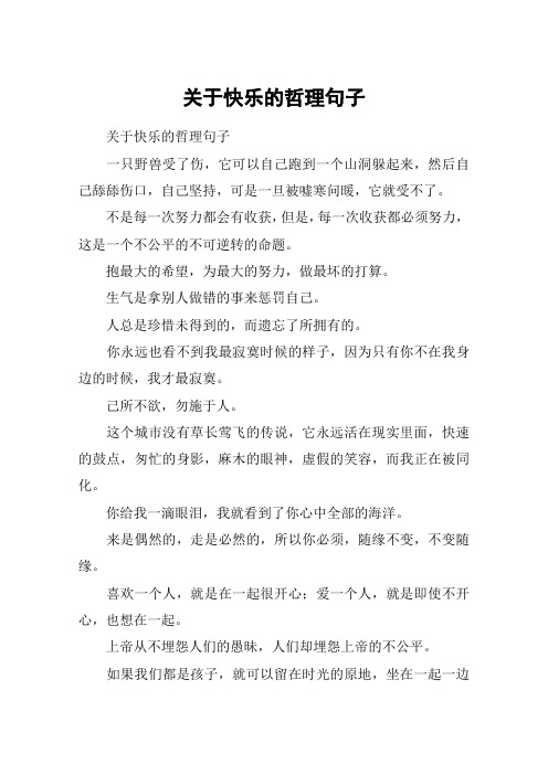 关于快乐的哲理句子