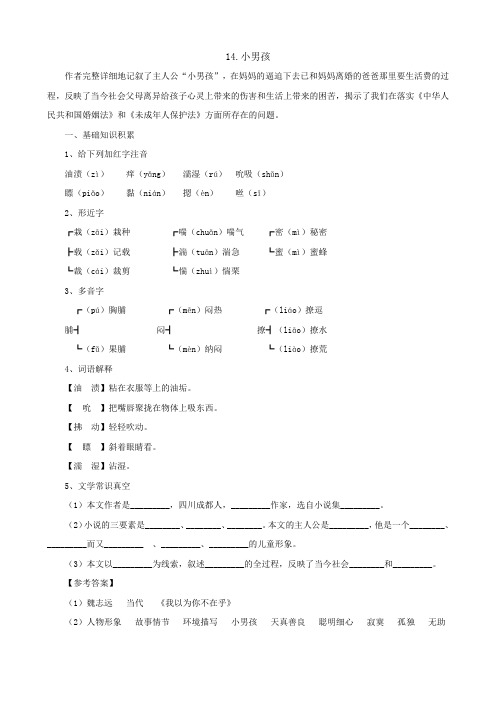 语文版初中语文九下《14小男孩》word教案 (1)