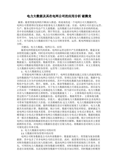 电力大数据及其在电网公司的应用分析 谢腾龙
