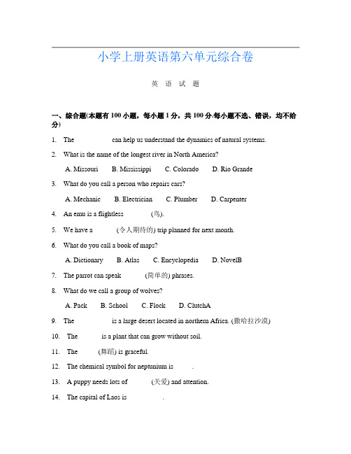 小学上册第九次英语第六单元综合卷