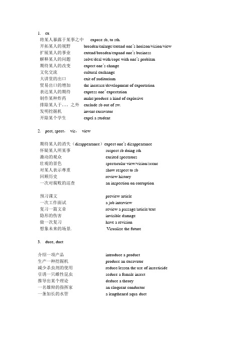 词根词缀考试表 附答案