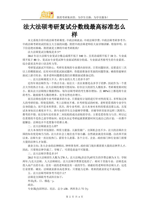法大法硕考研复试分数线最高标准怎么样