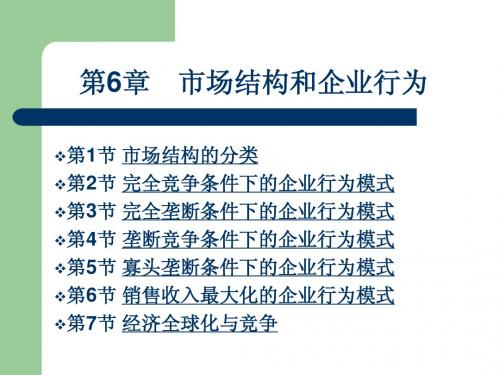 管理经济学  第六章 市场结构和企业行为