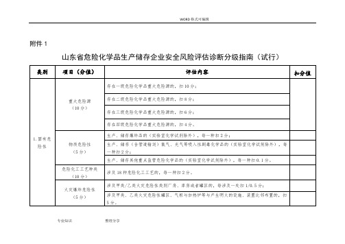山东危险化学品生产储存企业安全风险评估诊断分级指南(试行)