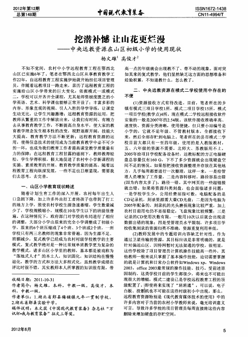挖潜补憾 让山花更烂漫——中央远教资源在山区初级小学的使用现状
