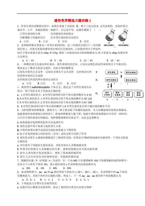 江西省铅山县第一中学高三生物二轮专题复习 遗传变异