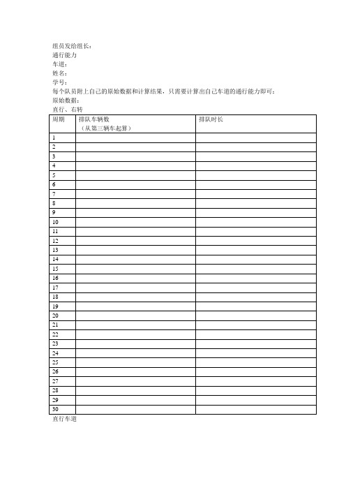 道路通行能力调查表格