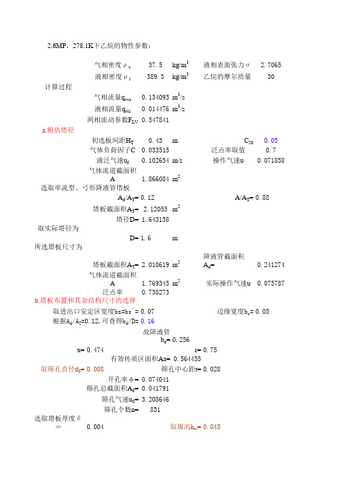 化工原理课程设计 塔计算流程