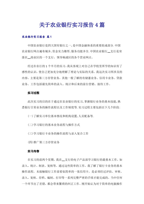 关于农业银行实习报告4篇