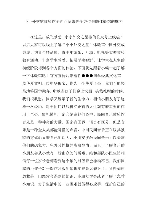 小小外交家体验馆全面介绍带你全方位领略体验馆的魅力