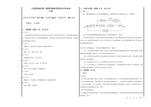测控061、自动化061、2过程控制仪表参考答案及评分标准(A卷)