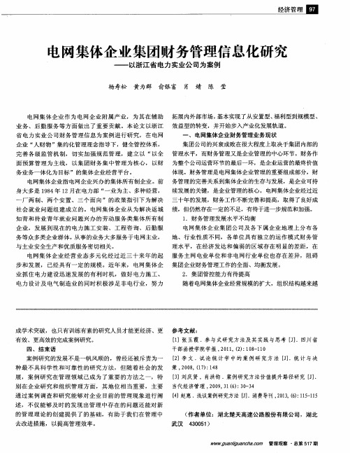 电网集体企业集团财务管理信息化研究——以浙江省电力实业公司为案例