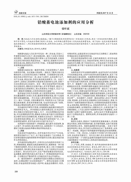 铅酸蓄电池添加剂的应用分析