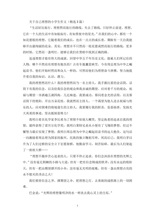 关于自己理想的小学生作文(精选3篇最新)