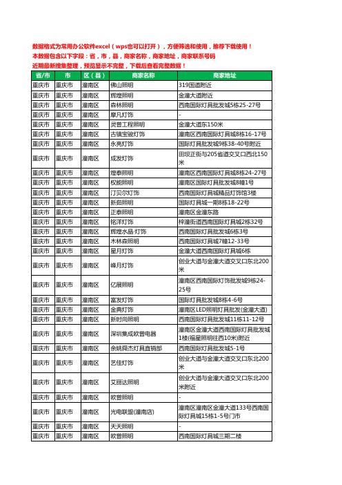 2020新版重庆市重庆市潼南区灯饰工商企业公司商家名录名单联系电话号码地址大全185家