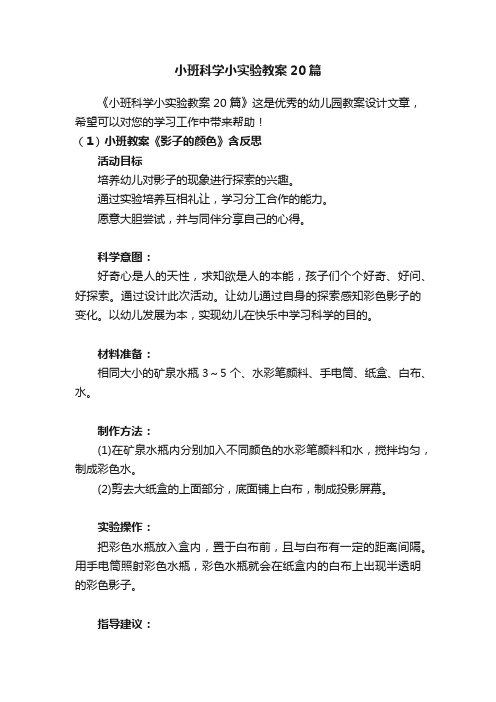 小班科学小实验教案20篇