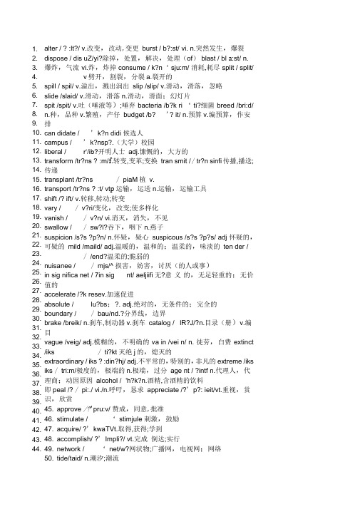 大学英语四级高频词汇